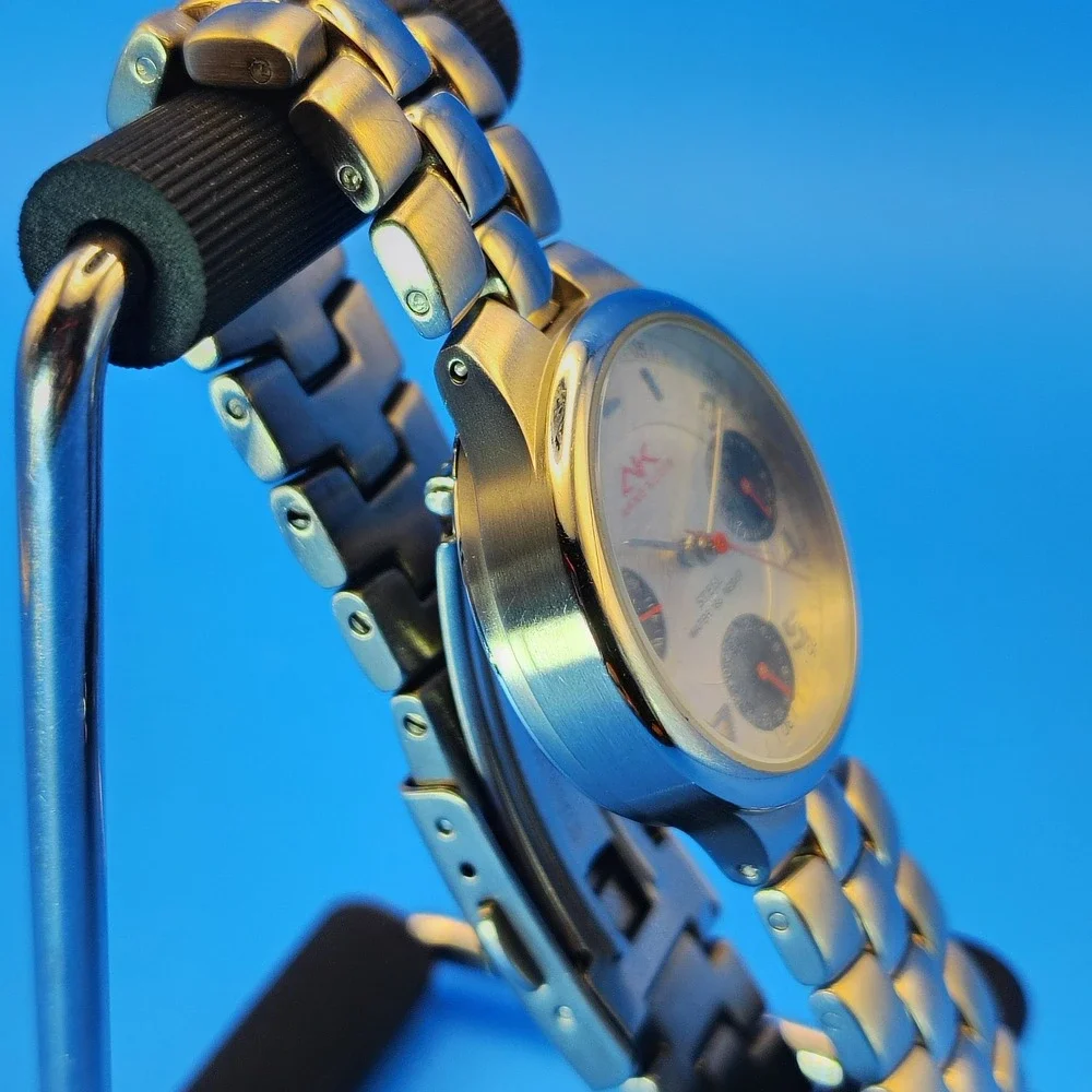 Vintage 1997 Anne Klein 10/6185 Day-Date 28mm Women's Quartz Watch Solid SS